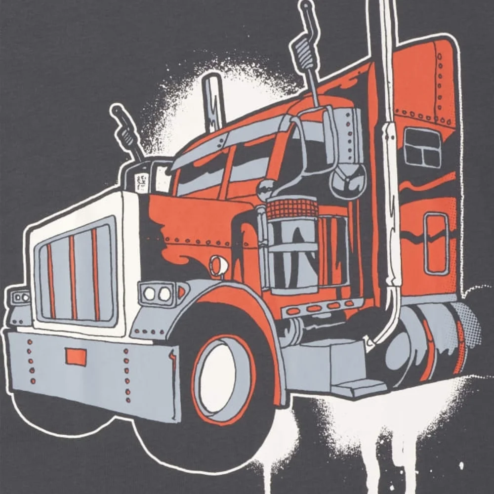 The Children's Place Gray Big Rig Truck Graphic Tee Size  Medium 7/8